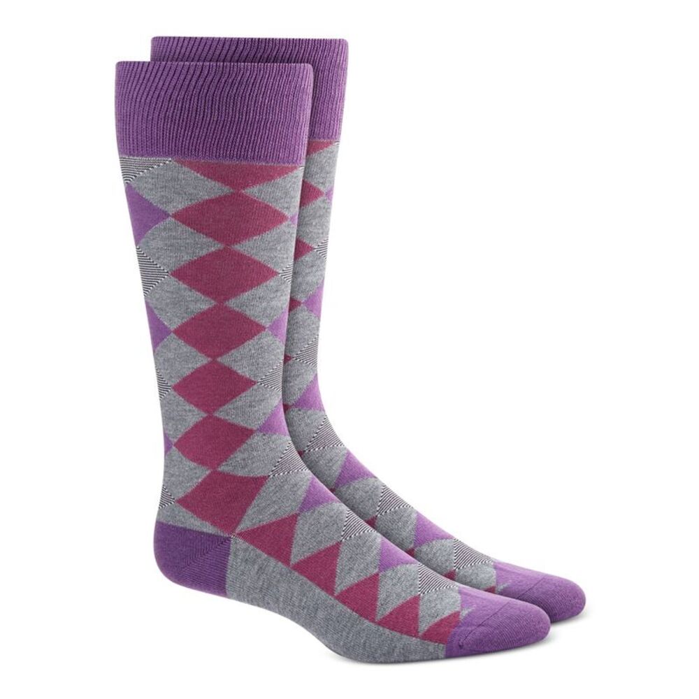 ALFATECH BY ALFANI Mens Gray Argyle Dress Crew Socks 7-12